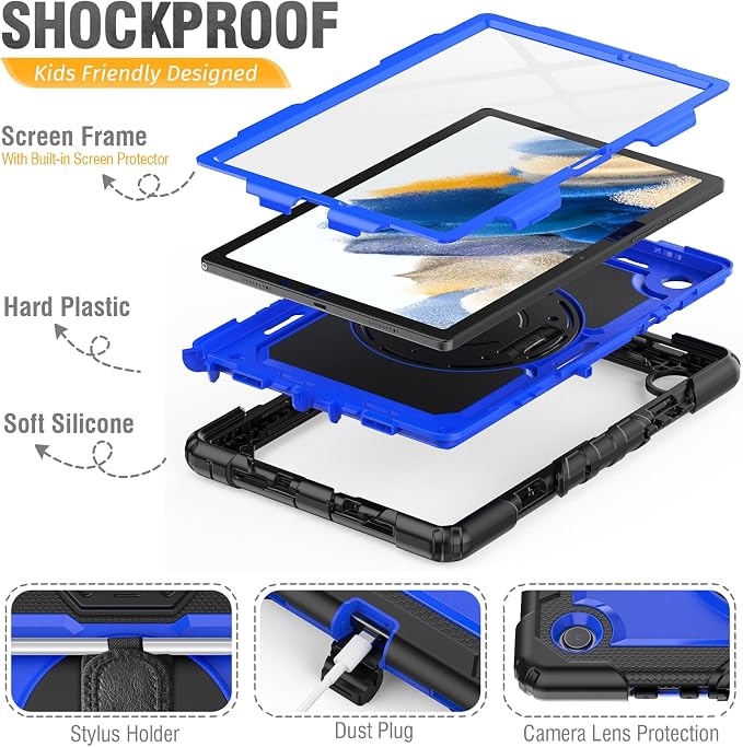 HXCASEAC Case for Samsung Galaxy Tab S6 Lite 10.4 inch Protective with Screen Protector/Hand Strap/S Pen Holder Shockproof S6 Lite Tablet Case 2024/2022/2020 SM-P610 SM-P613 SM-P620 - Black