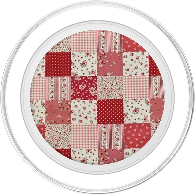 Red Floral Patchwork Pattern PopSockets Adhesive PopGrip
