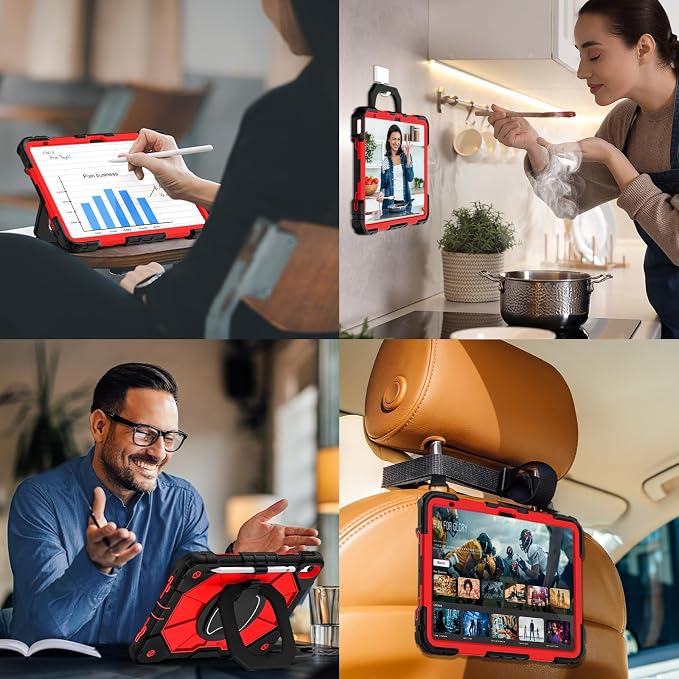 Scnioy Case for iPad (A16) 11th Generation 11 Inch (2025) / iPad 10th Generation Case 10.9 Inch (2022) with 360° Rotating Stand Screen Protector Pen Holder Shoulder Strap Black