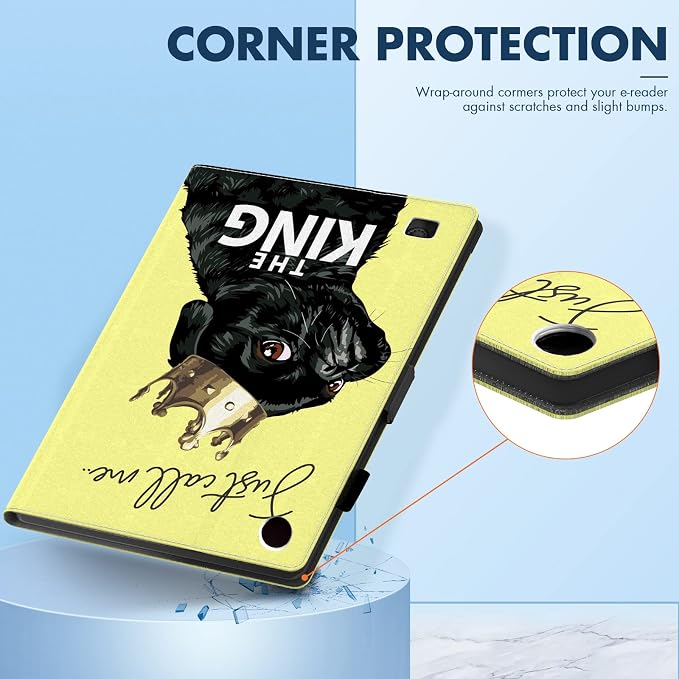 Case for Kindle Fire 7 TabletDteck Full Protective Flip Adjustable Stand Auto Wake/Sleep Smart Cover with Pencil Holder for Kindle Fire 7 Tablet 9th/7th/5th Generation 2019/2017/2015 ReleaseKing Dog