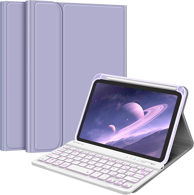 FINTIE Keyboard Case for iPad mini 7th Generation (A17 Pro) / mini 6 8.3 | Detachable Magnetic Bluetooth Keyboard Soft TPU Cover Multi-Angle Viewing Pencil Holder Backlight/Fantasy Ombre