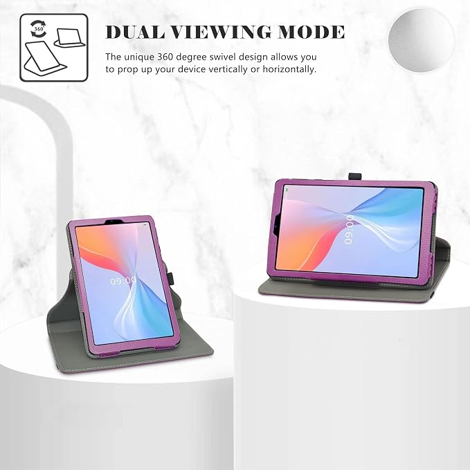 LiuShan Compatible with Onn 8 Gen 4 360 Degree Rotation Stand PU Cover for 8 Inch 2024 Model:100135923 Tablet Black