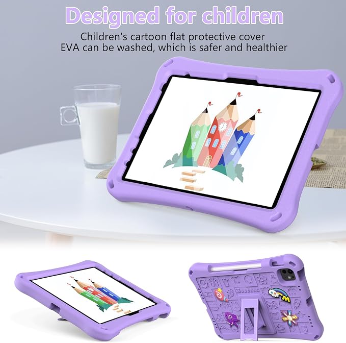 Case for iPad 10.2 Inch 2021/2020/2019/ iPad Pro 10.5 Inch/Air 3rd Gen (2019) Shoulder Strap Kickstand Children Friendly Anti-Scratch Shockproof Case Lightpurple