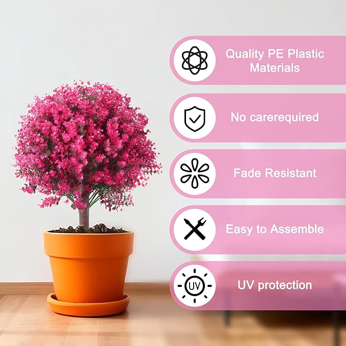 Set of 2 Artificial Boxwood Topiary Ball Trees, 23.6" Fake Tree with Ground Spike, UV Resistant Artificial Bushes, Fake Plants for Porch, Outdoors, Indoor, Garden and Patio (Pink)