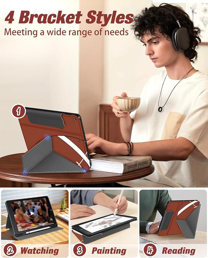 for iPad 9th/8th/7th Generation 10.2 Inch Case with Pen Holder for Boys Girls Women Men Cute Cartoon Anime Cool Funny Protector Stand Tablet Cover for Apple i Pad 7/8/9 Book Cat