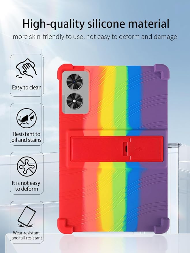 for Frameflow P11T Android 16 11-Inch TabletUYRUREL Skin-Friendly Soft Silicone Protective CaseFull Protection Against Drops and Scratcheswith Adjustable Viewing StandBlack.