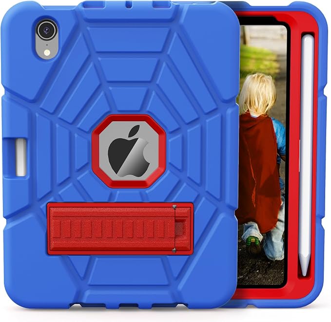 Grifobes Case for iPad mini 7th 2024 (A17 Pro) / Mini 6th Generation 2021 8.3 Heavy Duty Shockproof Cover with Pencil Holder Stand for i Pad Mini 7/6 Gen 8.3 inch Case (Black+Red+Red)