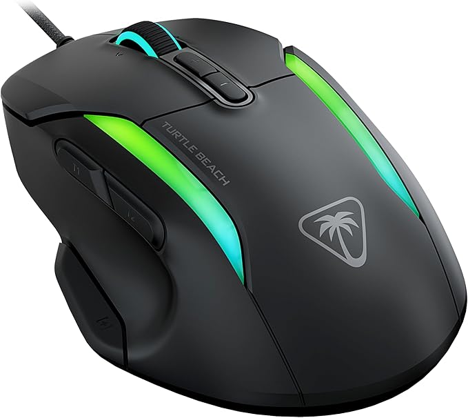 Turtle Beach Kone II Wired RGB Gaming Mouse, 26000 DPI Optical Sensor, 100M Click Life Optical Switches, 23 Customizable Inputs, Ergonomic Design, 4D Scroll Wheel, Pure PTFE Glides - Ash Black