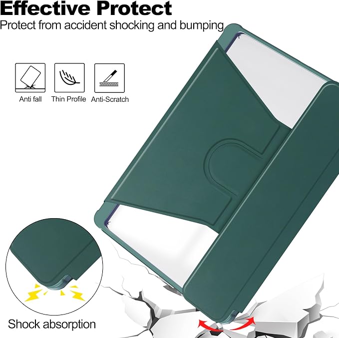 Tablet Case for Samsung Galaxy TAB A9+/A9 Plus with S Pen Holder 360° Swiveling Stand Shockproof Cover with Clear Transparent Back Shell Auto Wake/Sleep (Black Galaxy Tab A9 Plus)