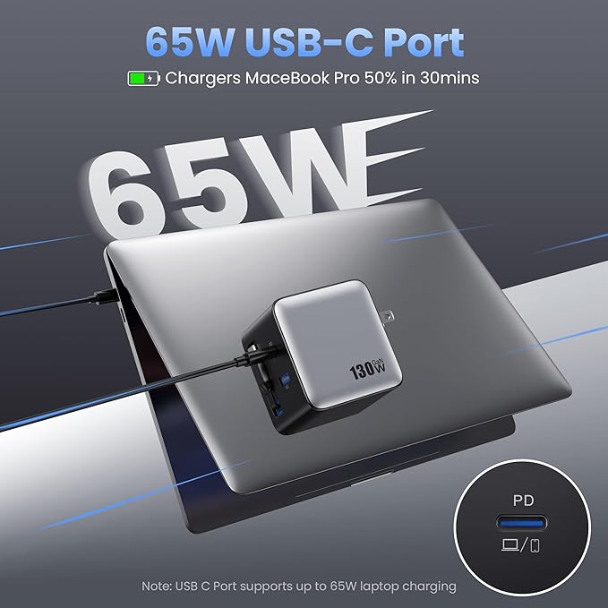 150W USB C Charger BlockGaN III Compact Foldable Wall Charger 3 Port Fast Charging StationPD QC PPS Portable USB C Hub 100W Laptop Adapter for MacBook Pro/AiriPadiPhone 17/ProGalaxy S24Dell etc
