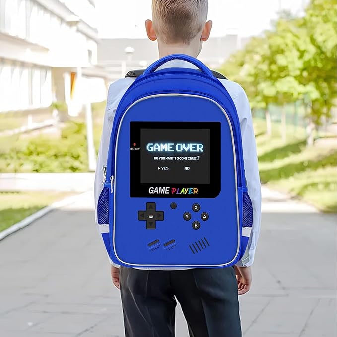 Backpack for School Boys,Gamer Boys Backpack for Elementary Middle School,Student Bookbag for Ages 6-18 Kids Children Teens,17″ Video Game Bookbag Travel Back Pack