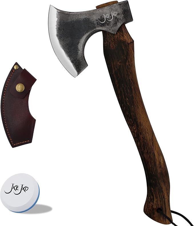The Frostbreaker - Camping Hatchet - Forged Steel Axe with Leather Sheath - Survival Axe for Wood Splitting and Chopping - Bushcraft Hatchet - Perfect for Outdoor Adventures