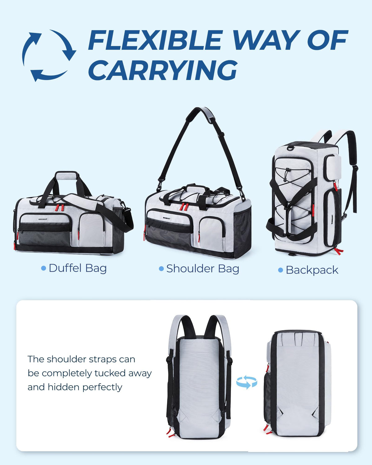 BAGSMART Gym Bag for Men, Athletic Sports Backpack Travel Hiking Duffel