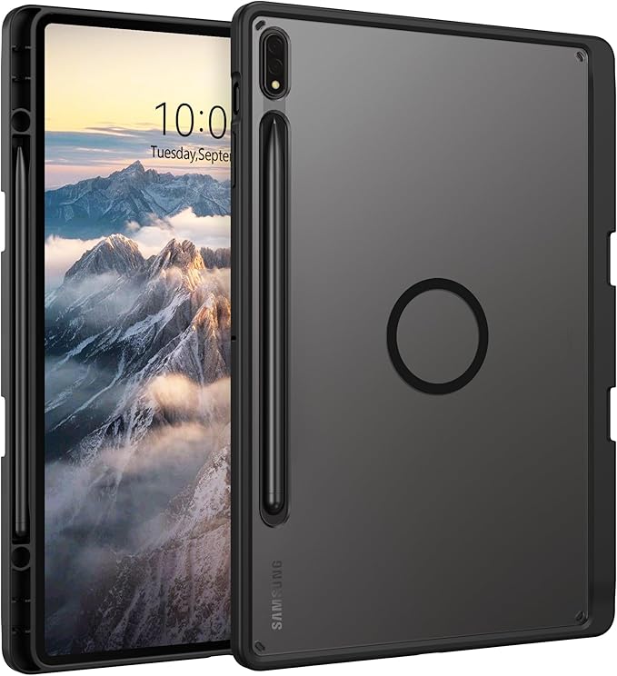 Telaso for Samsung Galaxy Tab S8 2022/Tab S7 2020 11 Inch Magnetic Case with Pen Holder Translucent Matte Back Soft TPU Bumper Protective Samsung Galaxy Tab S8/Tab S7 Case Black