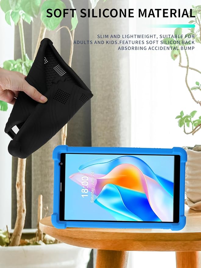 Case for PRITOM B8/PRITOM L8/VASOUN Tab8 Tablet 8 Inch- Soft Silicone Shock Proof Lightweight Stand Rubber Shell Protective CoverKids Friendly Soft Silicone Adjustable Stand CoverBlack