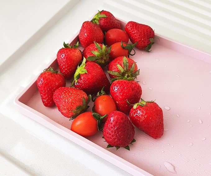 Pink Small Serving Tray (9.5 x 7 inch), Countertop Organizer for Bathtub Bathroom Vanity Items, Serving Accessory, Coffee, Drinks, Tea, Party, Spa, Perfume and Display Use.