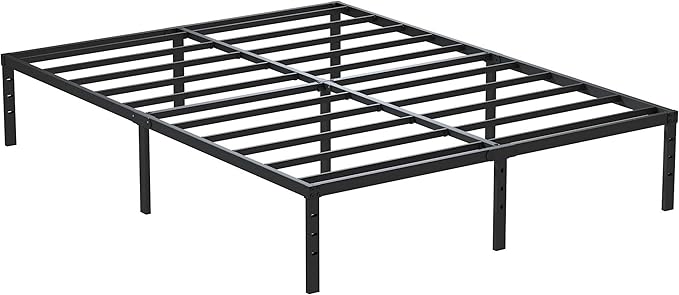 14 Inch Full Size Bed Frame No Box Spring Needed, Heavy Duty Metal Platform Bed Frame Full Support Up to 3000 lbs, Easy Assembly, Noise Free, Black