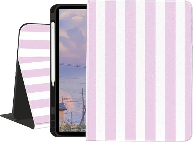 Stylish Case for iPad 9th/8th/7th Generation 10.2 2021/2020/2019Art Pink Starry Sky Textured Folio Case with Pencil Holder Multi-Angle View Adjustable Stand Auto Wake/Sleep Cover for Women