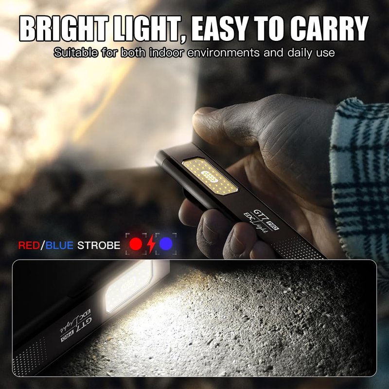 Compact Multi-Mode Pocket LED Flashlight, Clip-on with a Magnetic Base EDC Flashlight, Dual Light Sources with 5 Lighting Modes, Suitable for Outdoor Camping, Hiking, and Nighttime Work.(Black)