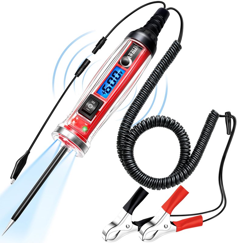 AWBLIN Power Circuit Probe Tester, LCD Digital Automotive Test Light with Voltage Display&Illumination, DC Voltage Tester, Electrical System Tool, Relay Fuse Continuity Current Test.