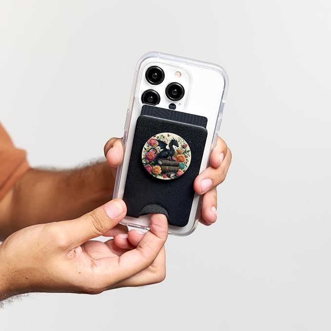 Dragon Librarian Bookish Book Reading Books Flowers PopSockets PopGrip for MagSafe