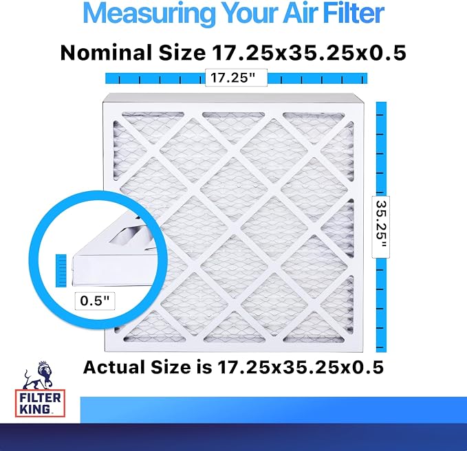 Filter King 17.25x35.25x0.5 Air Filter | 4-PACK | MERV 8 HVAC Pleated A/C