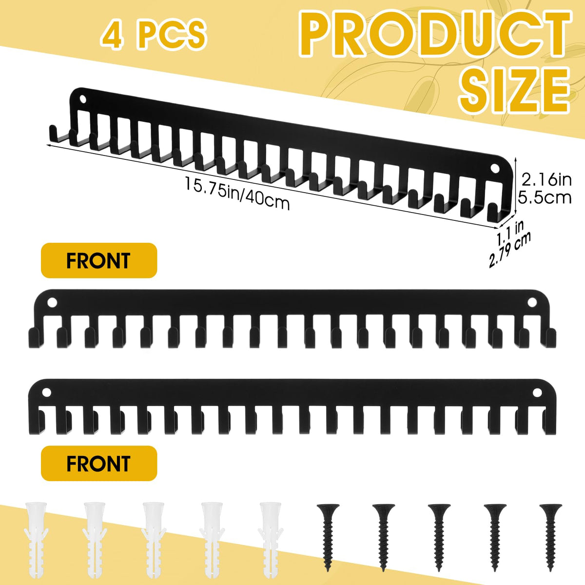 PercyEffie 4 Pack Medal Holder Hanger Display with 20 Hooks Wall Mounted Sport Metal Medal Display Hanger Rack for Running Marathon Gymnastics Soccer Wrestling Black