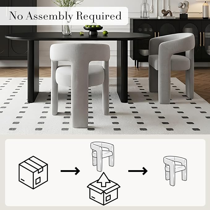 Modern Chenille Barrel Dining Chair Upholstered Fabric Dining Room Chair with Arm Comfy Accent Side Chair for Kitchen/Living Room/Reception, Grey, 1 PC