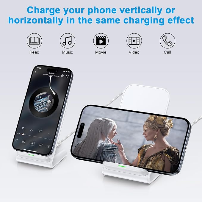 Wireless Charger Samsung Fast Charging Stand for Samsung Galaxy S26 Ultra S26+ S26 S25 S24 S23 S22 S21 S20 Ultra FE 15W Android Phone Wireless Charger Stand for Pixel 10a 10 9 Pro XL Fold 8a 7 Pro