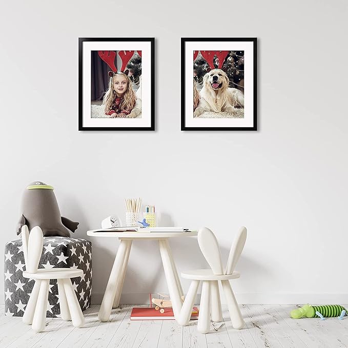 Egofine 16x20 Solid Wood Picture Frame, Made of Solid Wood Covered by Plexiglass 11x14/12x16 with Mat 16x20 without Mat, Poster Frame for Wall Mounting Photo Frame Vertically or Horizontally, Black