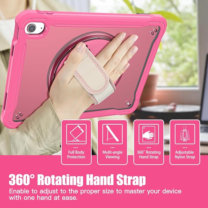 BLOSOMEET Clear Case for iPad 9th/8th/7th Generation 2021/2020/2019 10.2 Inch with Tempered Glass Screen Protector &amp Pencil HolderDrop-Proof iPad 10.2 Case w/Stand Hand Shoulder StrapBlack
