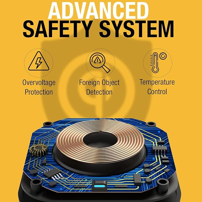 DEWALT Heavy Duty Wireless Charger 10W Max Fast Wireless Charging Pad | Compatible with iPhone 17/16/15/14/13/12/11/X/8 Pro Max Plus Samsung Galaxy S22/S21 AirPods