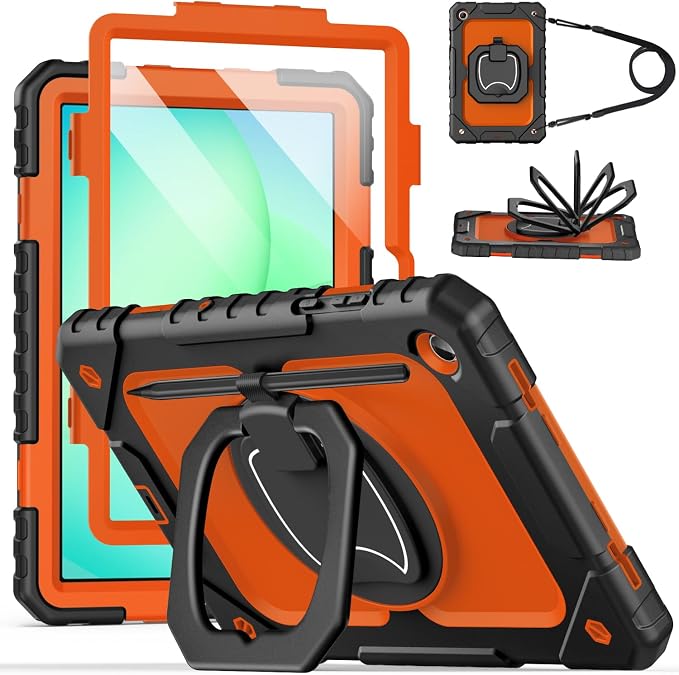 Cantis Case for Samsung Galaxy Tab A11 Plus 11'' 2026 (SM-X230/X236/X238) | Shockproof Case for Tab A11+ with Screen Protector/Rotating Stand/Pen Holder/Shoulder Strap Black