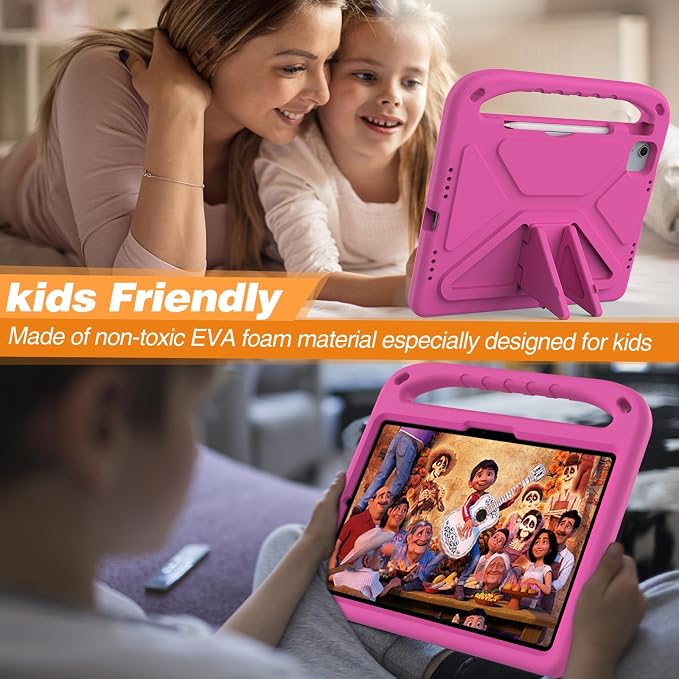 Dteck Kids Case for iPad 10.2 - Shockproof Rugged EVA Handle Stand Child Proof Case for iPad 9/8/7 Generation Black