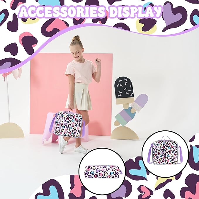 Leopard Backpack for Girls Backpack with Lunch Box School Backpacks for Girls with Pencil Case Back to School Supplies