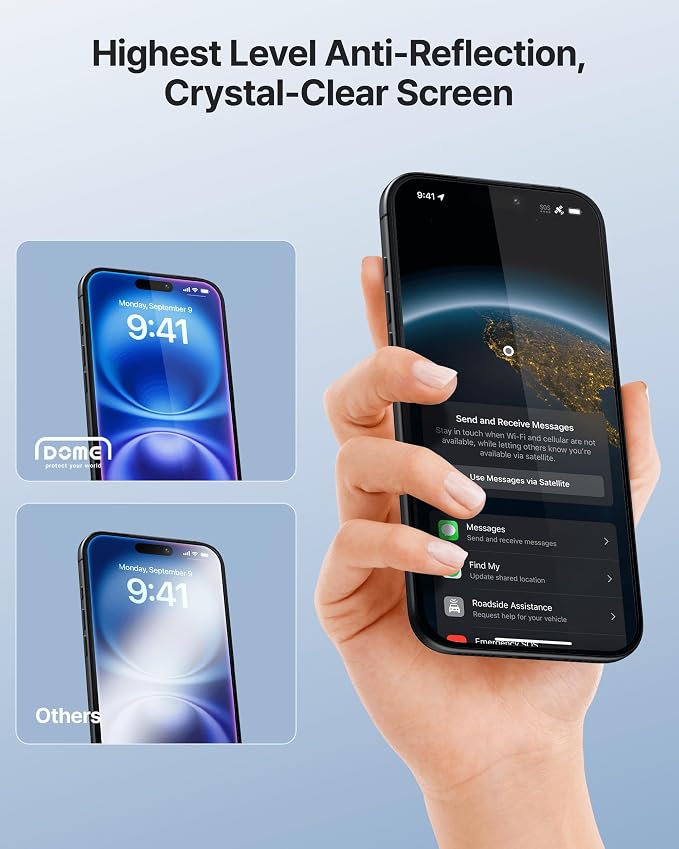 DOME GLASS Whitestone for iPhone 17 Series [Perfect Full Coverage] Tempered Glass Screen Protector with a technical patent [2Pack] (iPhone 17)