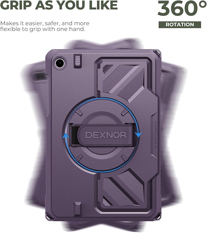 Dexnor Case for Samsung Galaxy Tab A11+/A11 Plus 11 inch 2025 Rugged Protective Case with 360° Rotating Hand Strap &amp Large Steady Stand &amp Screen Protector Shockproof Full-Body Bumper Cover B