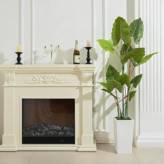 Artificial Plant Indoor 5.5FT - Fake Tree with White Tall Planter - Faux Silk Plants Tall Fake Floor Plant in Pot - Artificial Trees for Home Office Living Room Decor Indoor