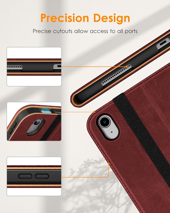 DTTO for iPad (A16) 11th Generation 11-inch &amp 10th Gen Case Brown | Premium Leather Business Cover with Pencil Holder Hand Strap &amp Pocket Corner Protection Auto Sleep/Wake for Work &amp