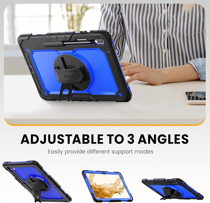 Timecity for Samsung Galaxy Tab S7 FE Case 12.4''/ S7/ S8 Plus Tablet Case | Kids-Friendly Protective Tablet Cover with Screen Protector Pen Holder &amp Adjustable Stand &amp Shoulder Strap Black
