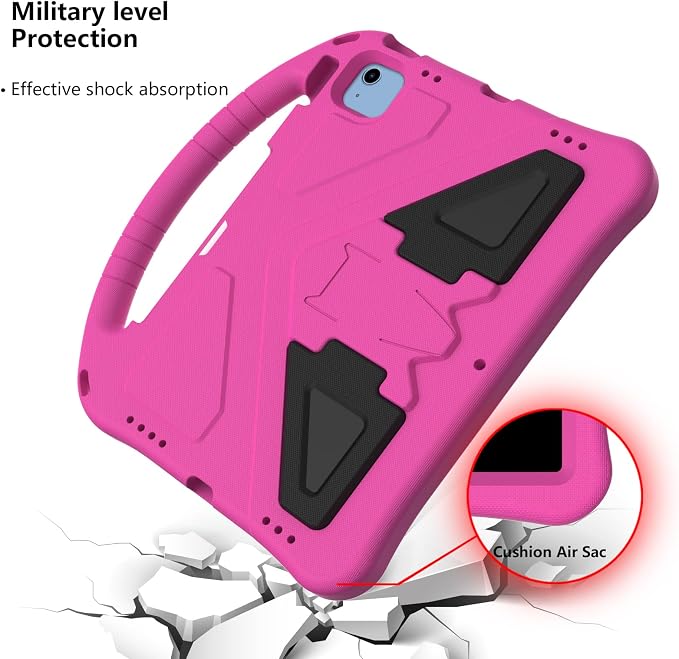 Dteck Kids Case for iPad 10.2 - Shockproof Rugged EVA Handle Stand Child Proof Case for iPad 9/8/7 Generation Black
