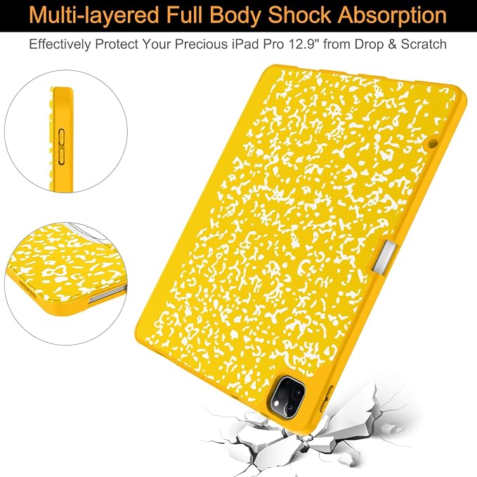 Soke Case for iPad Air 13 Inch (M4/M3/M22026-2024) iPad Pro 12.9 6th/5th Generation with Pencil Holder(2021 2022 Release)-[Apple Pencil Charging + Auto Wake/Sleep] Soft Back Cover Book Black