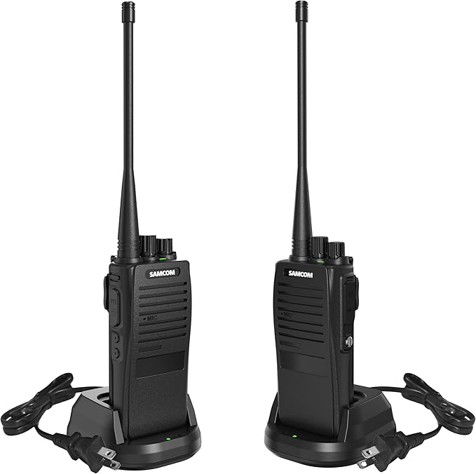 SAMCOM FPCN20A Walkie Talkies with Earpiece, Upgrade Portable UHF Two-Way Radios, VOX, Voice Playing, Rugged 2 Way Radios, 3000mAh Rechargeable for Aduls Church Construction Industrial, 2 Pcs