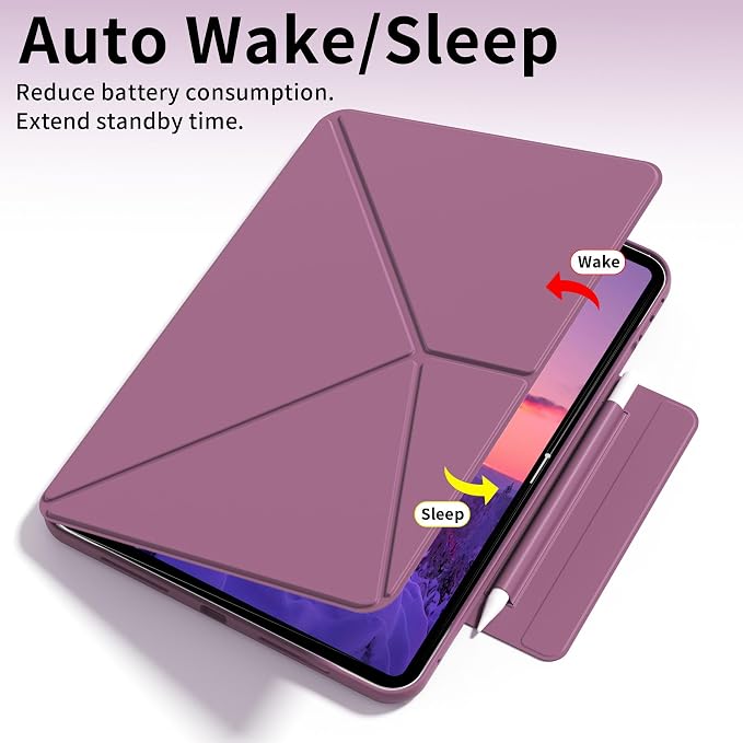 kenke Magnetic Case for iPad Air 11'' Air 10.9'' 5th/4th Gen Black | For iPad Air 11 M4 M3 M2 Air 10.9 (5th/4th 2022/2020) Multi-Folding Stand Cover Detachable Frame Back Auto Wake/Sleep