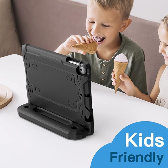 JETech Kids Case for iPad 6th/5th Gen 9.7 (2018/2017) Black | Built-in Screen Protector 360° Rotating Handle Stand Shockproof Full-Body Protection Kid-Friendly Design