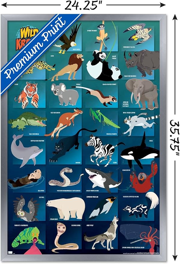 Wild Kratts - Grid Wall Poster, 34L" x 22.4W", Silver Framed Version