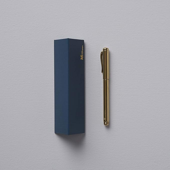 Erin Condren Designer Desk Accessories - Gold Gel Pen in Focused Gift Box - Refillable Black Ink. Features Gel Ink, Black Colored Ink, Gold Metal Barrel