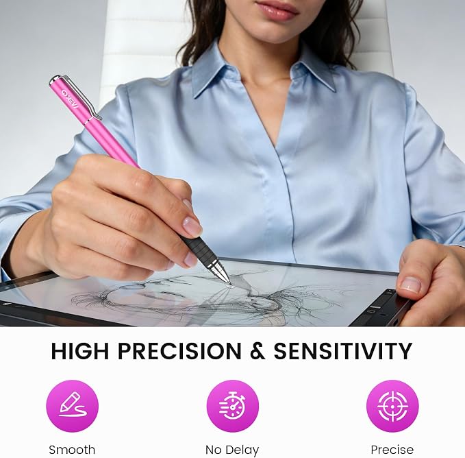 MEKO Stylus Pen for Touchscreen 2-in-1 Universal Stylus 6Pcs | MEKO 1st Gen Stylus Fiber &amp Disc Tips High Precision Work for iPad iPhone Android Tablets All Touch Screens-Black