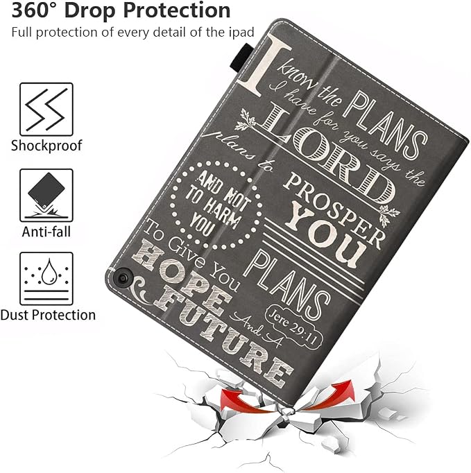 Case for All-New Amazon Kindle Fire HD 8/Fire HD 8 Plus Tablet (12th/10th Generation 2022/2020 Release) - Premium PU Leather Cover with Auto Sleep Wake Bible Verse Jeremiah 29:11