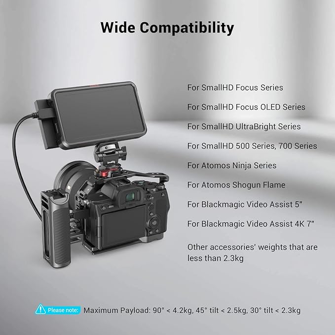 SMALLRIG Field Monitor Mount with NATO Clamp, Camera Monitor Holder for 5” and 7” Monitor, Swivel and Tilt Adjustable - 2906B